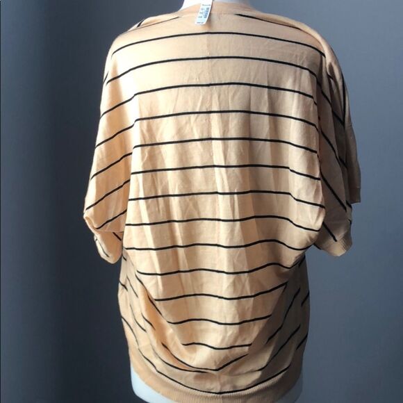 MADEWELL | WALLACE Pale Orange Stripe Short Sleeve Cardigan NEW Women’s Size M/L - Picture 3 of 6